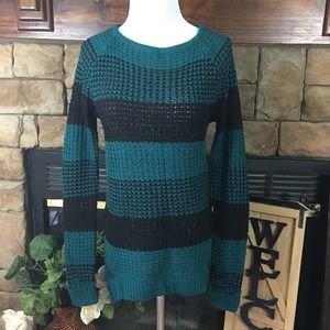 Hype Size Small Knit Pullover Sweater Top Cotton Acrylic Blend Green Black